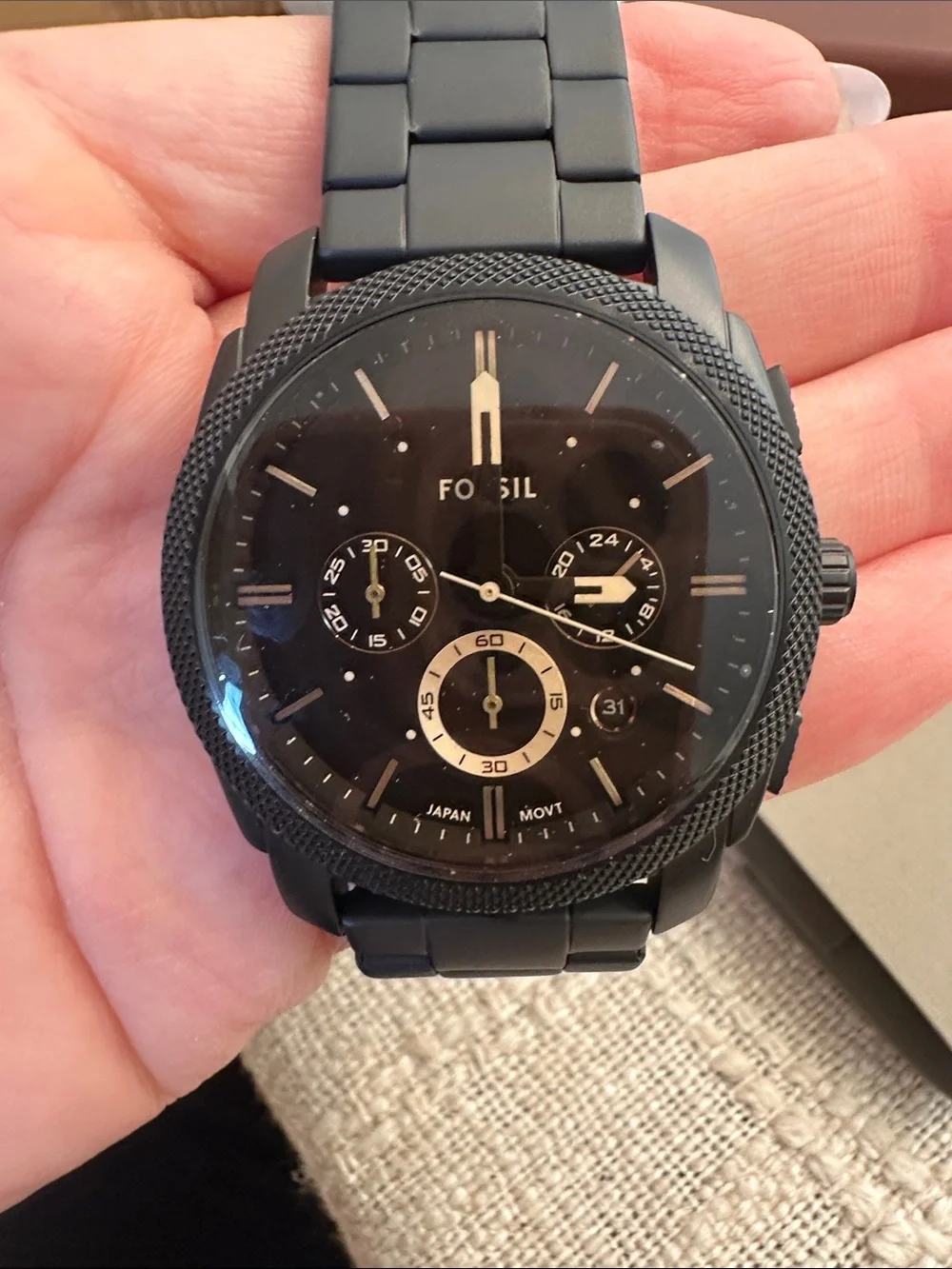 Fossil Matte Black Watch with Gold Accents